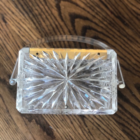 Vintage Lucite clear carved purse clutch - Picture 5 of 16